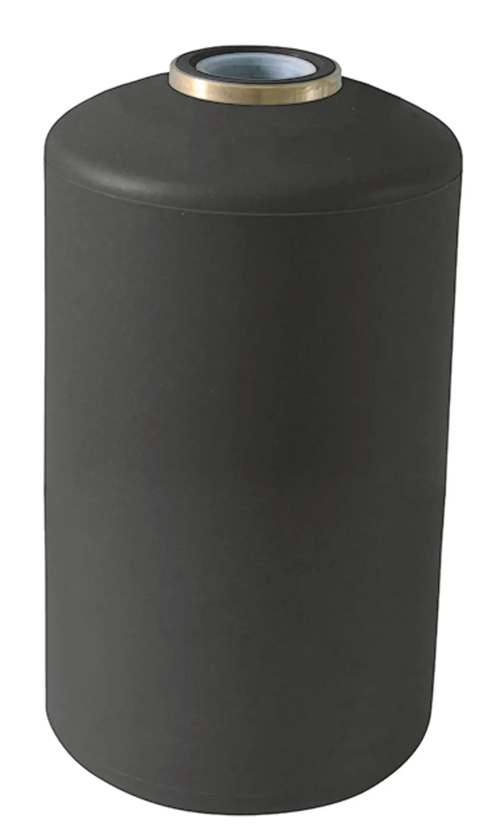 Schwarze zylindrische Kartusche mit Metallring oben, möglicherweise für eine Wasseraufbereitungseinheit von Syr.